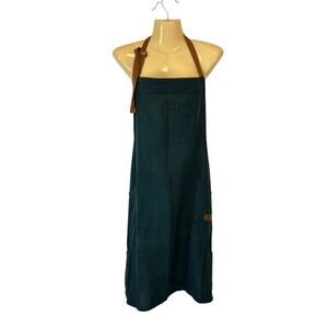 Southern Living Apron with Chestnut Strap Cotten Linen Blend Navy Onesize Unisex